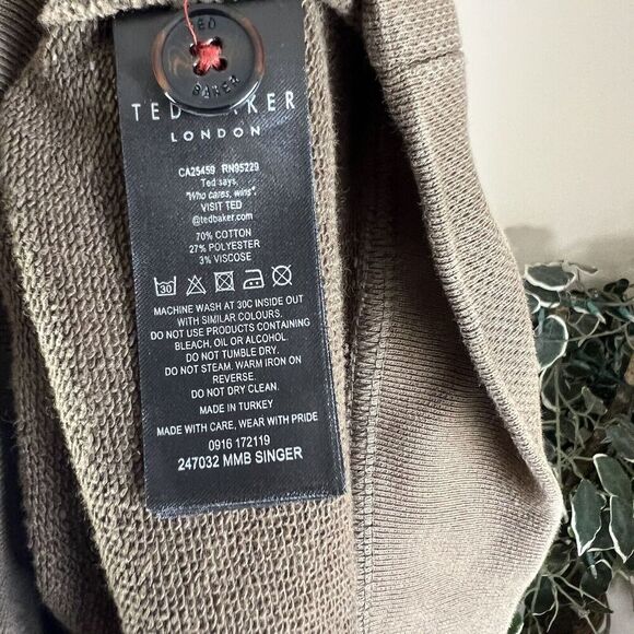 Ted Baker Men's Cotton Blend Mixed Media Pullover Sweater Thick Green 3 US M - Picture 6 of 6